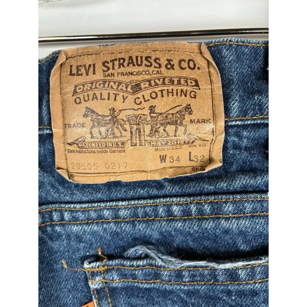Vintage Levi’s 505 Orange Tab Straight Leg Regular Fit 34x32 Jeans USA Made